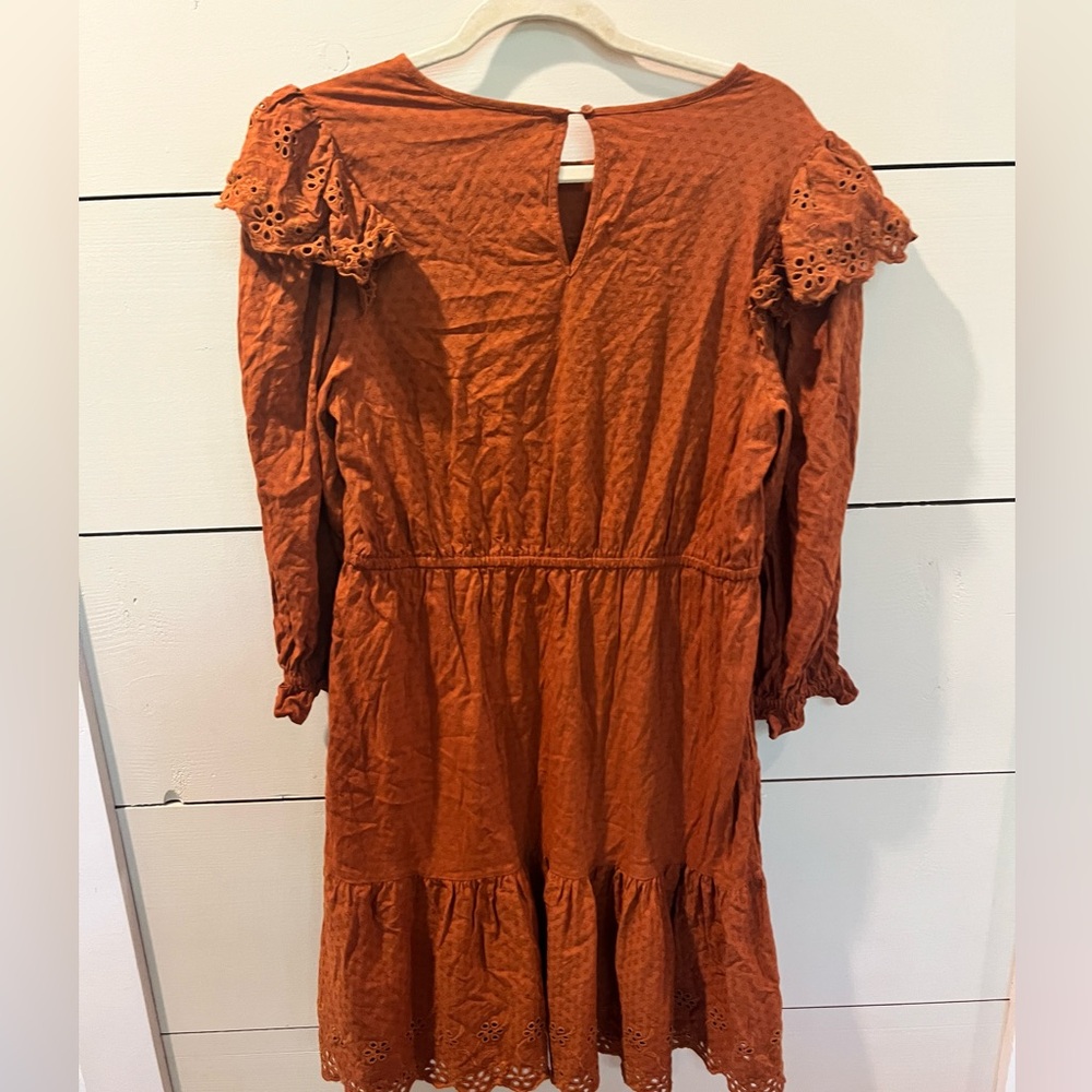 Rust colored Universal Thread dress- puffed sleeves (large)
